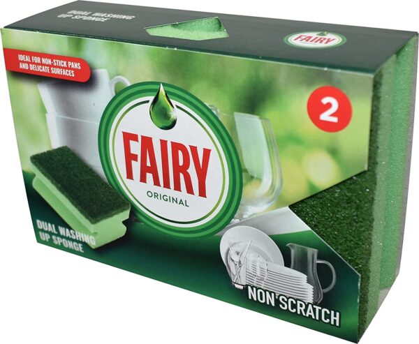 Fairy Green Dual Cleaning Sponges, Pack of 2