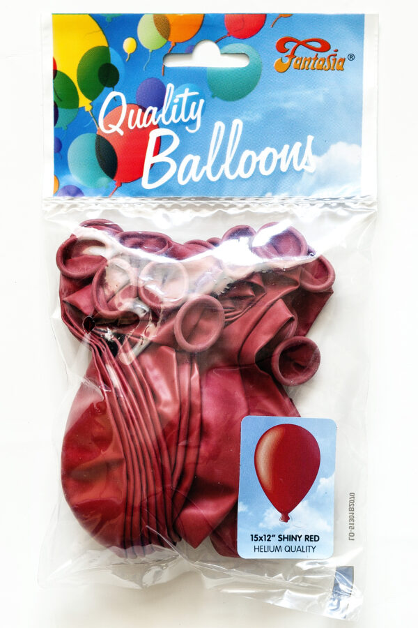 FANTASIA 12-Inch Shiny Red Latex Balloons, Pack of 15