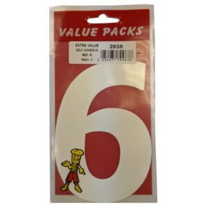 FAST PAK VALUE 2838 - Set of 6 Extra Large Self-Adhesive Numbers, 2 Pieces Per Pack