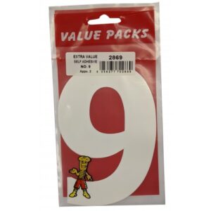 FAST PAK VALUE 2869 - Set of (9) Extra Large Self-Adhesive Numbers, 2 Pieces Per Pack