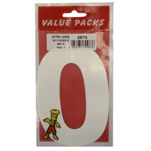 FAST PAK VALUE 2876 NUMBER (0) EXTRA LARGE SELF-STICK NUMBERS, 2 PIECES PER PACK