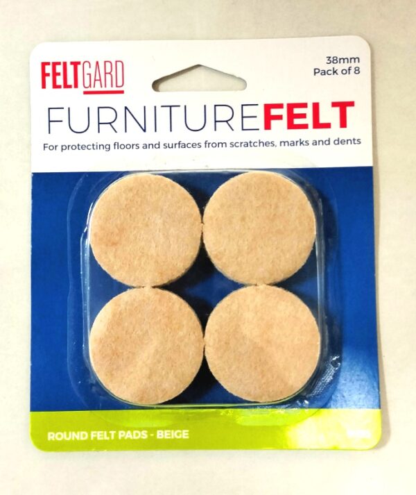 Felt Gard Round 38mm Furniture Pads, Pack of 8