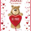 Fiance Valentine's Day Card - Bear Holding Heart Balloon