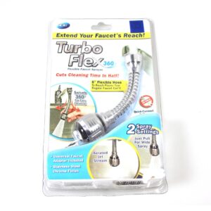 **Flexible Design**: The faucet sprayer includes a 6-inch flexible hose, allowing you to maneuver the spray head in various directions for easy cleaning and rinsing