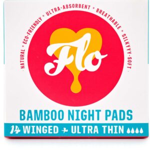 FLO Bamboo Night Pads with Wings, Pack of 14