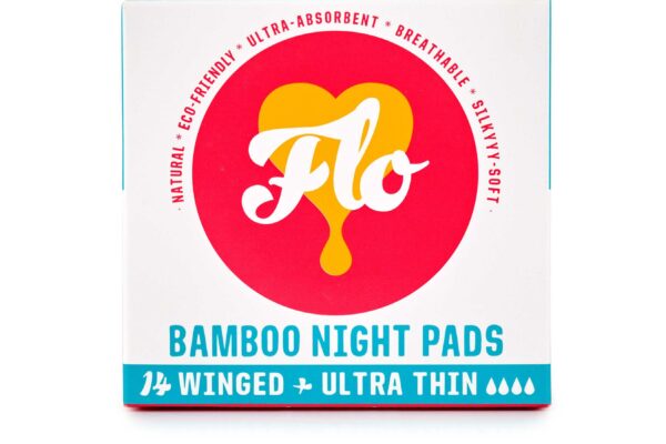 FLO Bamboo Night Pads with Wings, Pack of 14