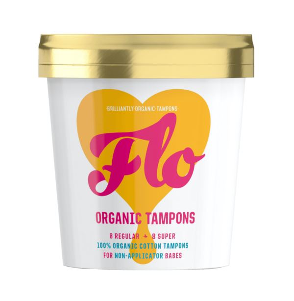 FLO Organic Cotton Tampons Without Applicator, Combo Pack of 16