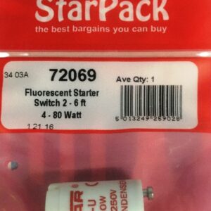 Fluorescent Starter Switch for 2-6 Ft Tubes, 4-80 Watt - STAR PACK