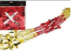 Foil Garland Decorations for Hanging - Gold/Red, 20cm x 274cm (Product #518006R)