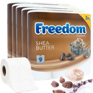 FREEDOM Shea Butter 3-Ply Toilet Rolls, Pack of 5 (9 Rolls Each)