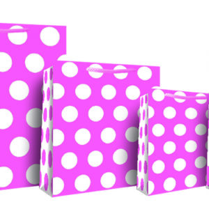 Fuchsia Polka Dot Bottle Gift Bag - 36cm x 13cm