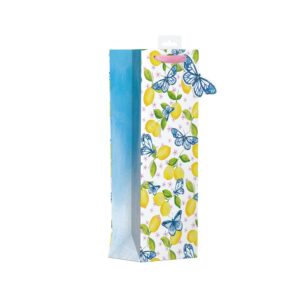 Gift Bag with Lemon and Blue Butterfly Bottle Design