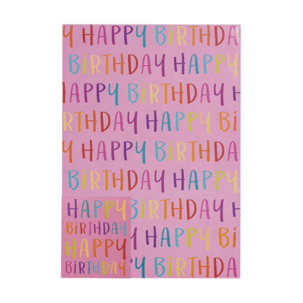Gift Wrap Set: 2 Sheets & 2 Tags - Young Girl Theme