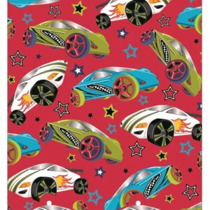 Gift Wrap Set with Car Design: Includes 2 Sheets and 2 Gift Tags