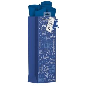 Giftmaker Blue Text Bottle Bag for Men, Approx. 36 x 13 cm