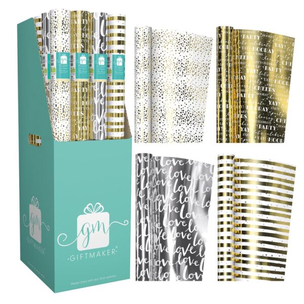 GIFTMAKER CELEBRATE FOIL WRAPPING PAPER ROLL, 69CM X 1.5M