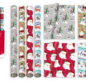 GIFTMAKER CHRISTMAS SANTA & FRIENDS ADORABLE GIFT WRAPPING PAPER ROLL 69CM X 4M