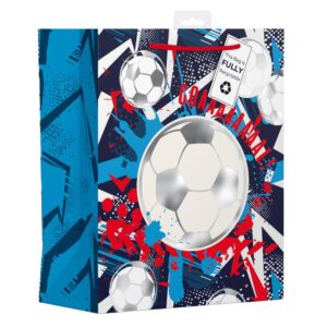 GIFTMAKER LARGE GIFT BAGS WITH FOOTBALL DESIGN, APPROXIMATELY 36 X 28 CM