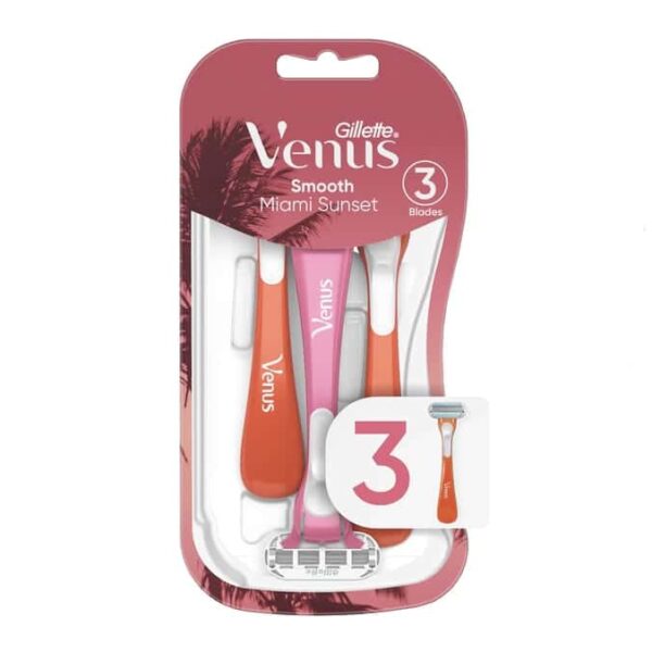 Gillette Venus Miami Sunset Smooth Disposable Razors, Pack of 3