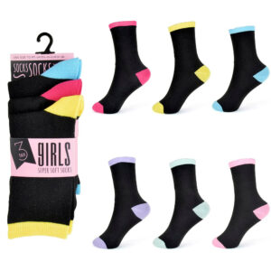 Girls 3-Pack Socks with Contrast Heel and Toe