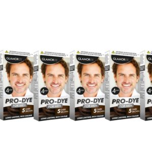 GLAMORIZE Durable Men's Hair Dye Color No. 5 - Dark Brown, Pack of 6