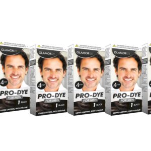 GLAMORIZE Long-Lasting Men's Hair Dye Color No. 1 - Black, Pack of 6