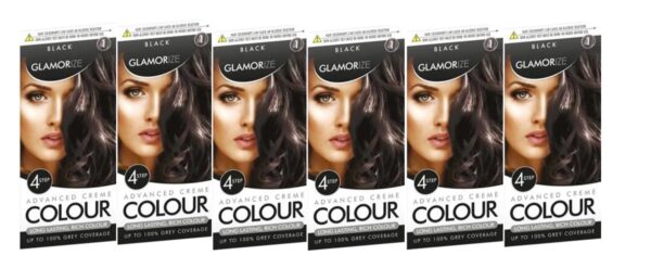 GLAMORIZE Women's Long-Lasting Hair Dye, Color No. 1 - Black, 6-Pack