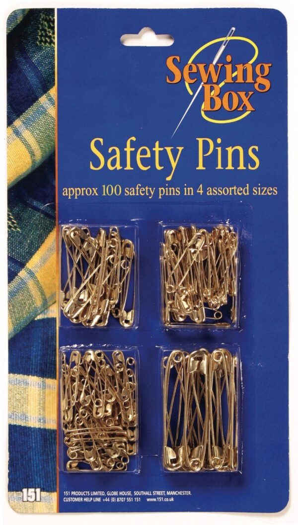 Gold Safety Pins - 100 Pack Sewing Box