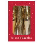 Gold Xmas Icicle Baubles, 18-Pack