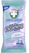 GREENSHIELD ANTIBACTERIAL TOILET CLEANING WIPES, PACK OF 40