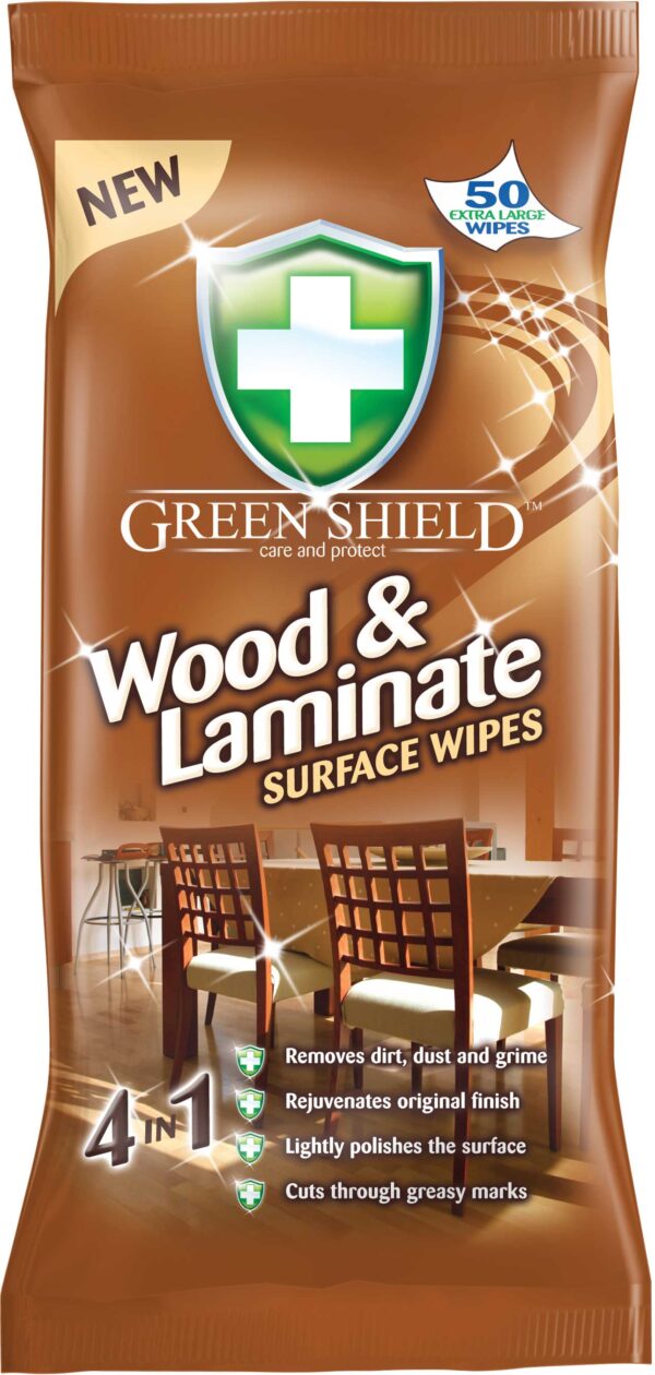 GREENSHIELD ANTIBACTERIAL WIPES FOR WOOD & LAMINATE - PACK OF 50