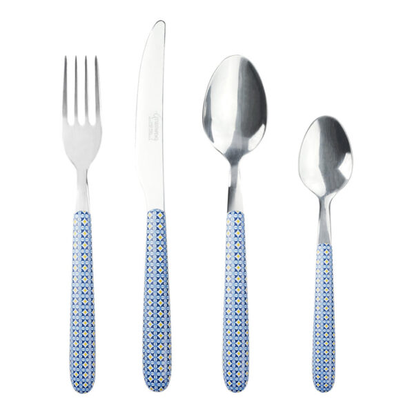 GREENWORKS 24-Piece Stainless Steel Cutlery Set with Blue Stripes