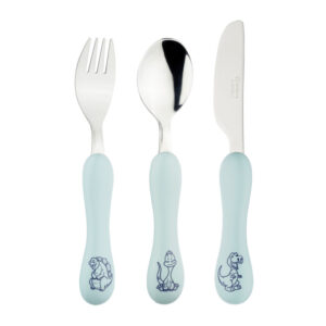 GREENWORKS Dinosaur-Themed 3-Piece Stainless Steel Children's Cutlery Set