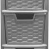 Grey Rattan-Style 3-Drawer Plastic Storage Tower - Medium Size