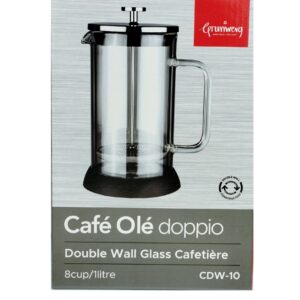 GRUNWERG CAFE OLE DOPPIO BLACK 8-CUP 1L COFFEE PRESS