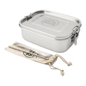 GRUNWERG Leakproof Stainless Steel Lunch Box with Spork, Straw, Bag, and Mirror, 800ML