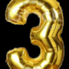 GSD Giant 86cm Gold Standing Foil Number 3 Balloon