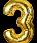 GSD Giant 86cm Gold Standing Foil Number 3 Balloon