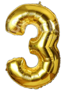 GSD Giant 86cm Gold Standing Foil Number 3 Balloon