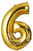 GSD Giant 86cm Gold Standing Number 6 Foil Balloon