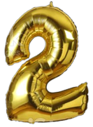 GSD Large 86cm Gold Foil Number 2 Balloon (Standing)