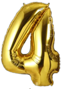 GSD Large Gold Foil Balloon Number 4, 86CM - Standing Design