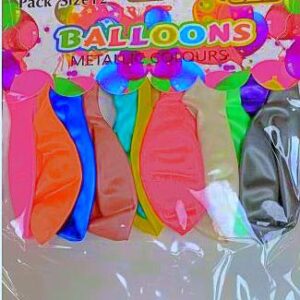 GSD Metallic Multicolor Balloons, Pack of 12