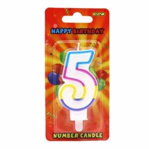 GSD Number 5 Rainbow Border Birthday Party Candle