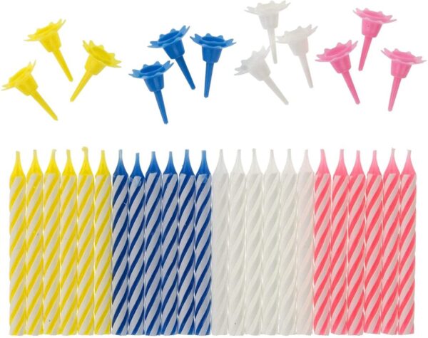 GSD Pack of 24 Birthday Party Candles with Holders