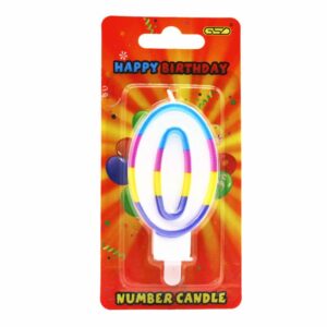 GSD Rainbow Border Number 0 Candle for Birthday Parties