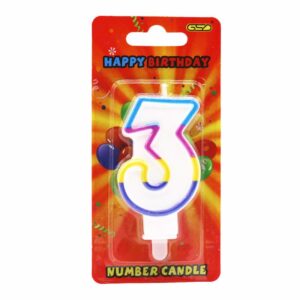 GSD Rainbow Border Number 3 Birthday Candle for Parties