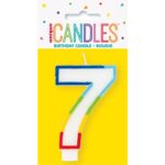 GSD Rainbow Border Number 7 Birthday Candle