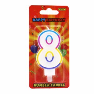 GSD Rainbow Border Number 8 Birthday Celebration Candle