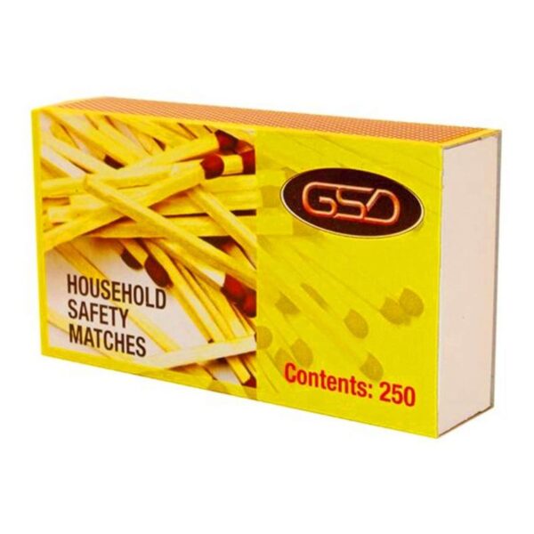 GSD Safety Matches 250 Pack, Case of 12